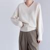 Maglione Pullover Casual Semplice a Girocollo Monocolore Lento da Donna a Manica Lunga Top a Maglia Base