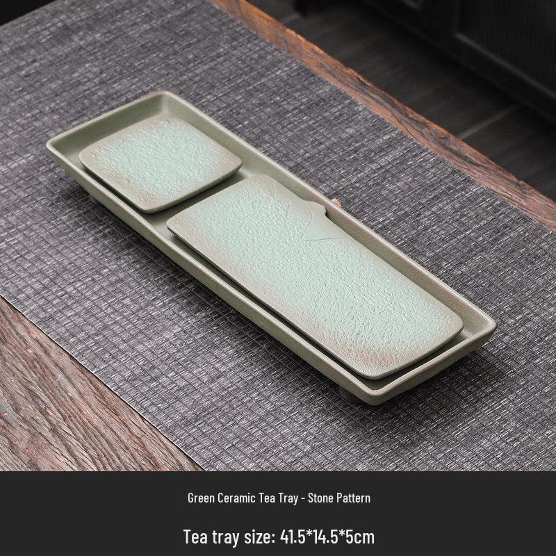 Chaxun Stone Pattern Green Pottery Tea Tray