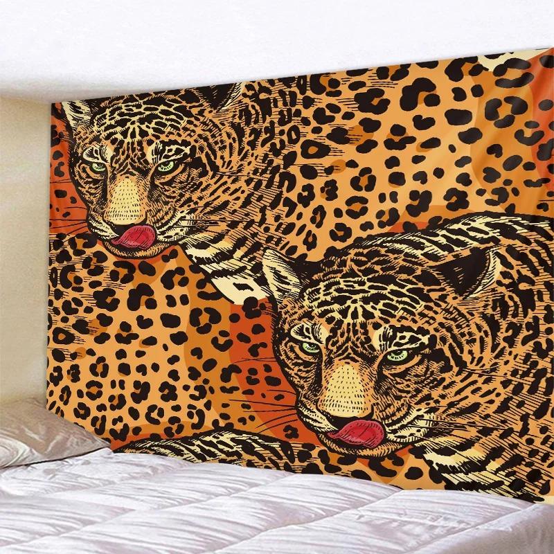Home Decor Mysterious Jungle Animal Tapestry Character Lion Tiger Leopard Art Tapestry Mandala Bohemian Hippie Psychedelic