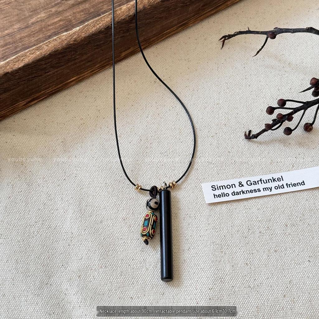 Nepalese Ethnic Sandalwood Pendant Necklace - Women's Versatile Sweater Chain Accessory