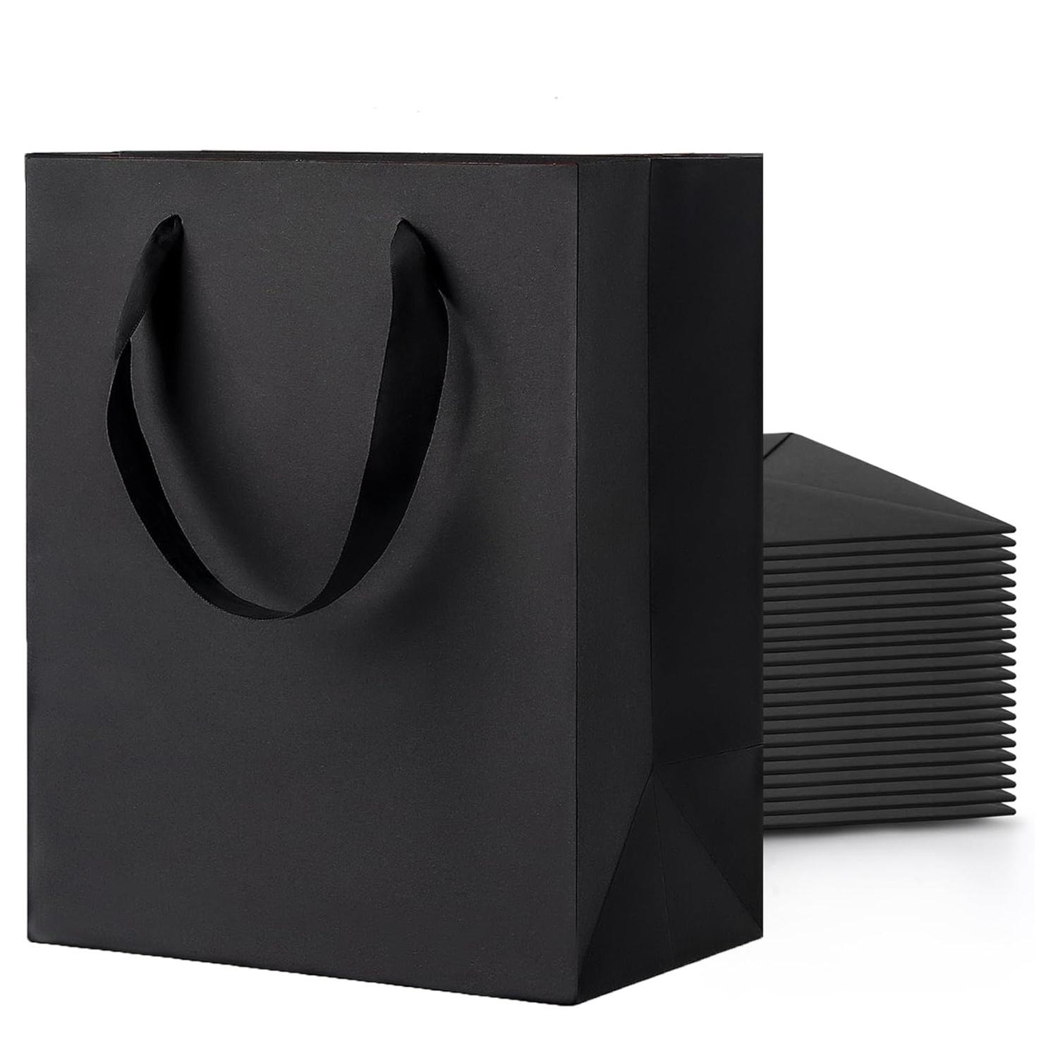 

20 шт. черных бумажных подарочных пакетов с ручками, пакеты для покупок «сделай сам», для свадьбы, дня рождения, юбилея, праздничной вечеринки, Рождества, Дня благодарения pack of 20 чёрный