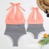 Tight Swimsuit Women One Piece Sexy Gradient Halter Neck Backless Swimwear Women Fashion Beach Vacation Elegant Swimwear