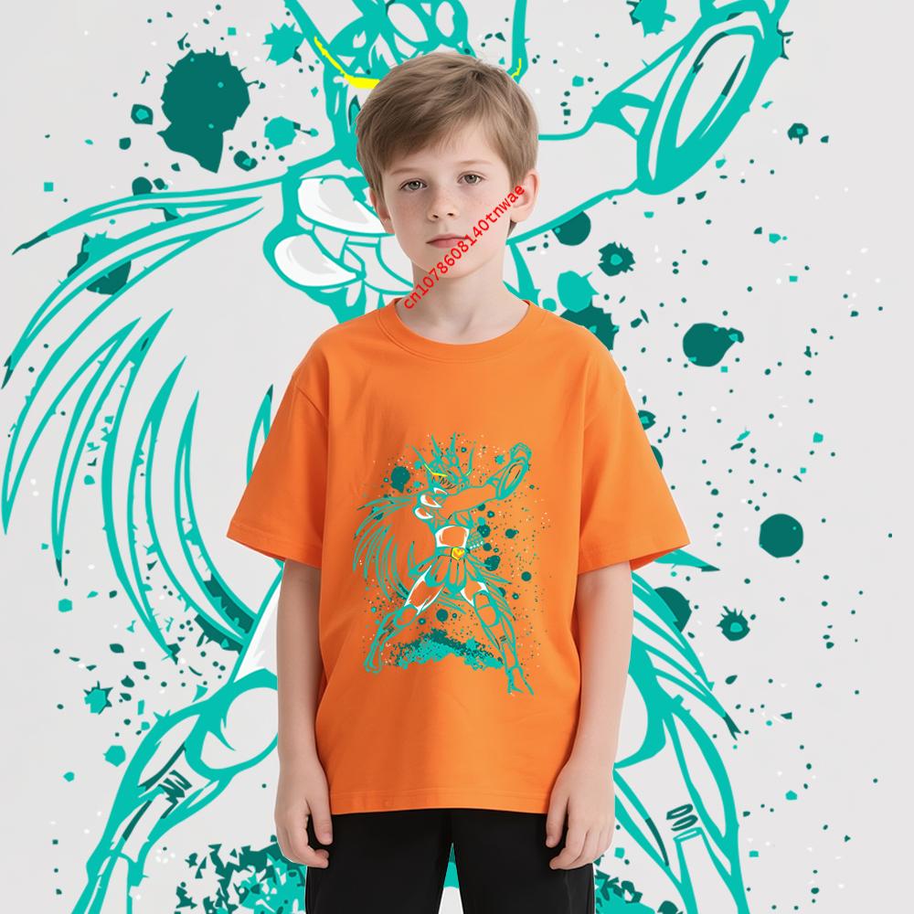 Saint Seiya Dragon Shiryu Impression Anime T-shirt Enfant 100% Coton Garçons Filles Unisexe Dessin Animé T-shirt Doux Confortable Haut à Manches Courtes