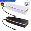 White Upper Cooling Fan Base Game Cooler Stand Bracket with RGB Atmosphere Colorful Lighting LED for PS5 Console with Dust Cover