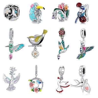 Silver Ziyun Spring Flower & Bird DIY Bracelet with Beaded S925 Silver Bird Pendant