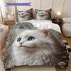 White Cat Pattern Bedding Quilt Set Quilt Cover Pillowcase Home Decoration Birthday Gift (1 * duvet cover + 2 * pillowcase, without core)
