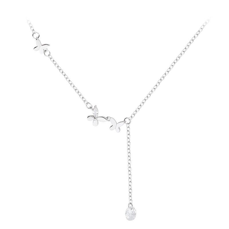 

Супер Фея Милое Ожерелье Цветок Инкрустированное Бриллиантами Цепочка На Шею Может Вытянуть Модная Короткая Цепочка На Ключицу Мори Бабочка С Бахромой