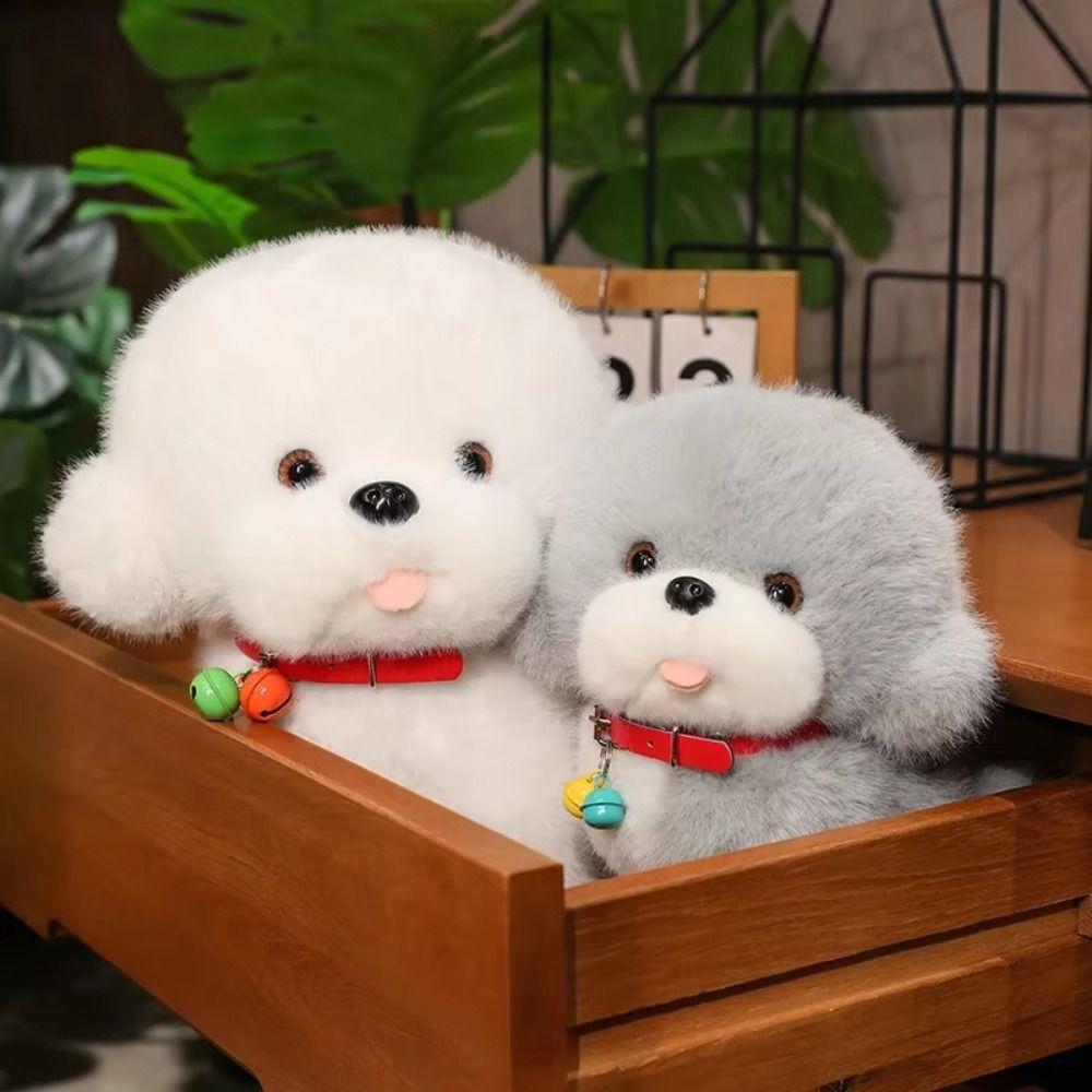 Soft Red Bell Puppy Dolls PP Cotton Stuffed Animals Puppy Doll  Kids Gifts