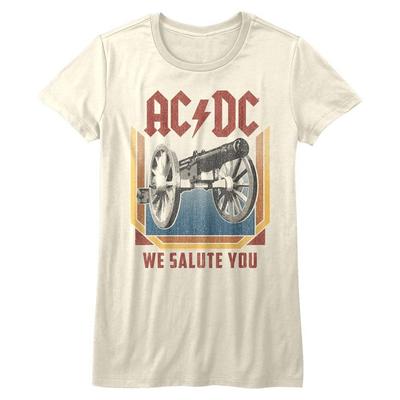 Ladies AC/DC We Salute You Vintage White Rock and Roll Music Band T-T-shirt Tops Tees Men's Women's Unisex