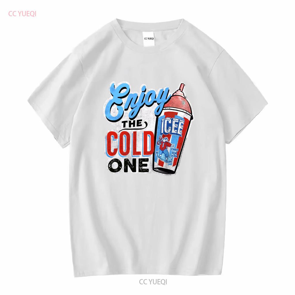 Lizenziertes Genießen Sie das Kalte Icee Slushie Erwachsenen Rundhals T-Shirt lang- oder kurzärmelig Vintage Gewaschene Mode Weich Vielseitig