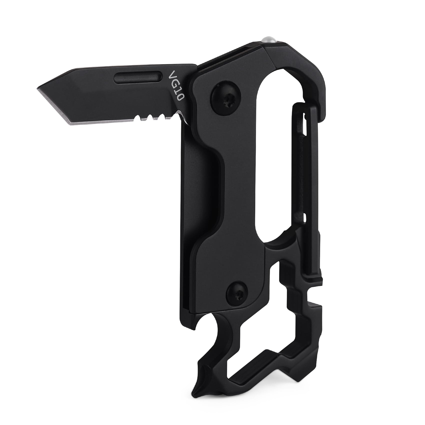 

Tibitdeer Keychain Titanium Key Ring Carabiner Ultra Lightweight Durable Bottle Opener Window Hammer Screwdriver Folding Knife Bike Spoke Wrench