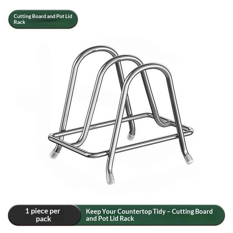 Stainless Steel Household Pot Lid Rack, Cutting Board Rack, Kitchen Cutting Board Storage Rack, Countertop Vegetable Board Rack