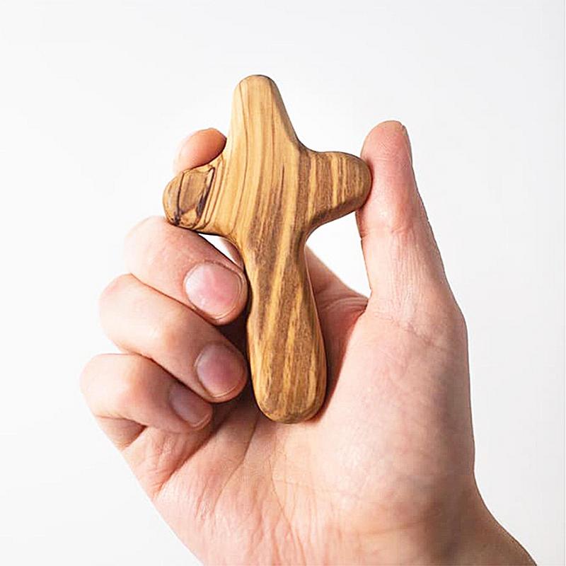 Handheld Wooded Cross Pocket Prayer Comfort Holding Crosses Christian Church Gift Olive Wood Pocket Small Wooden Crosseses