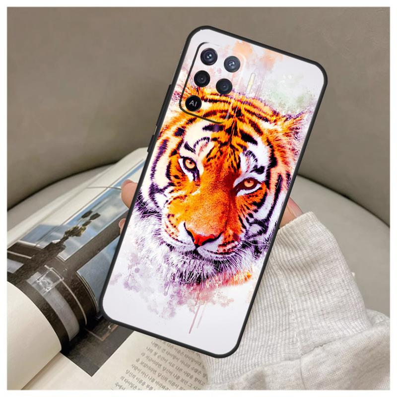Tiger Face Case For Oppo A74 A94 A54 A18 A38 A58 A78 A98 A80 A60 A40 A96 A76 A16 A15 A17 A57 A77 A5 Pro