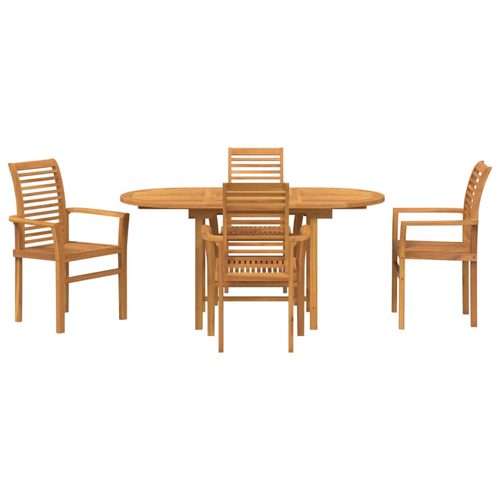 Garden Dining Set 5 pcs Brown Solid Teak Wood