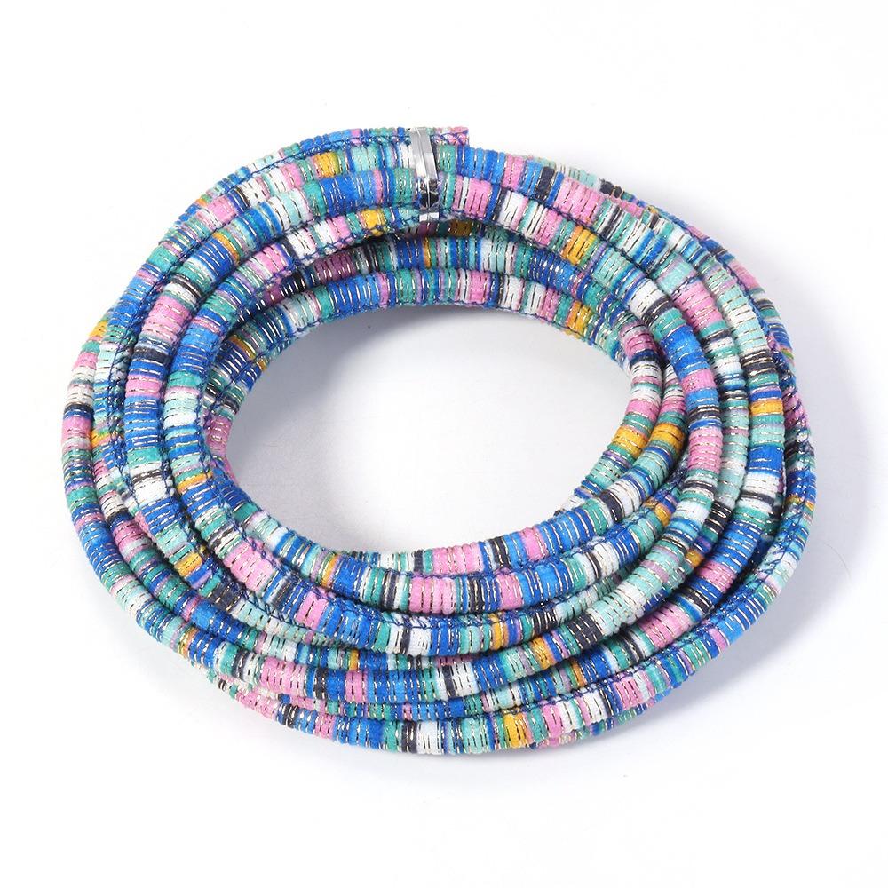 Decorative 6mm Round Jewelry Making Cords Colorful Ethnic Style Handmade Crafts Ribbon Multi-Color Cotton Cords Clothing Sewing