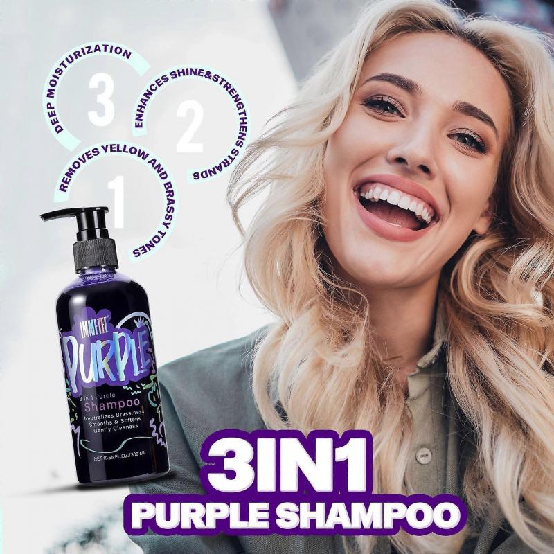 Purple Shampoo for Blondes, Purple Shampooing Blonde Hair Perfector, 3 In 1 Shampoo Neutralises Yellow Tones, Coloured or Highlighted Hair, 300ml