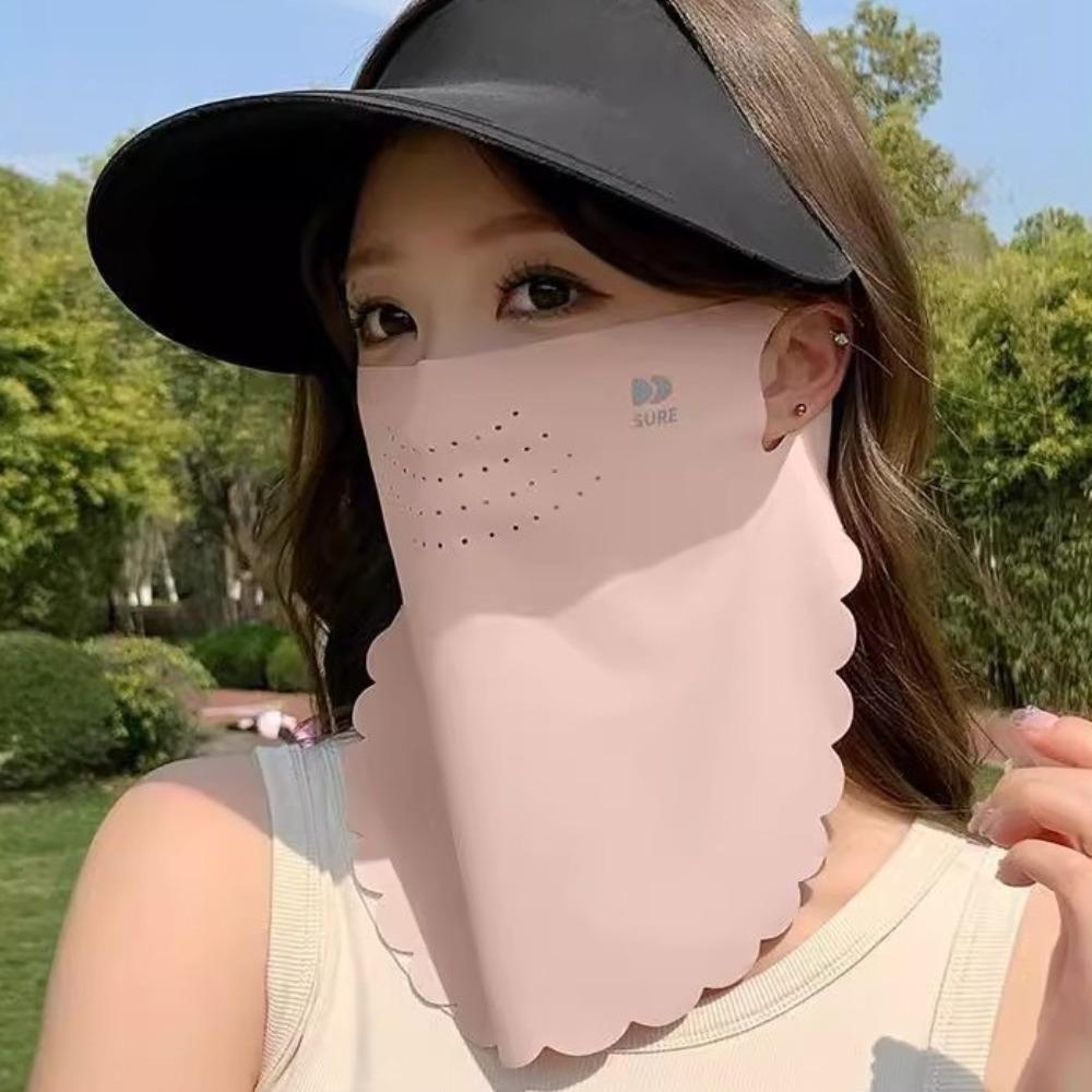 

Summer Face Scarves Ice Silk Mask Solid Color Neck Wrap Cover Elastic Sunscreen Mask Women синій