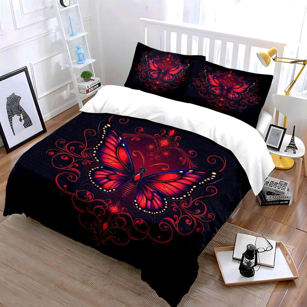 Butterfly Art Decorative Set Soft Comfortable Duvet Cover Bedding Set Included 1*Duvet Cover & 2*Pillowcases, Gift