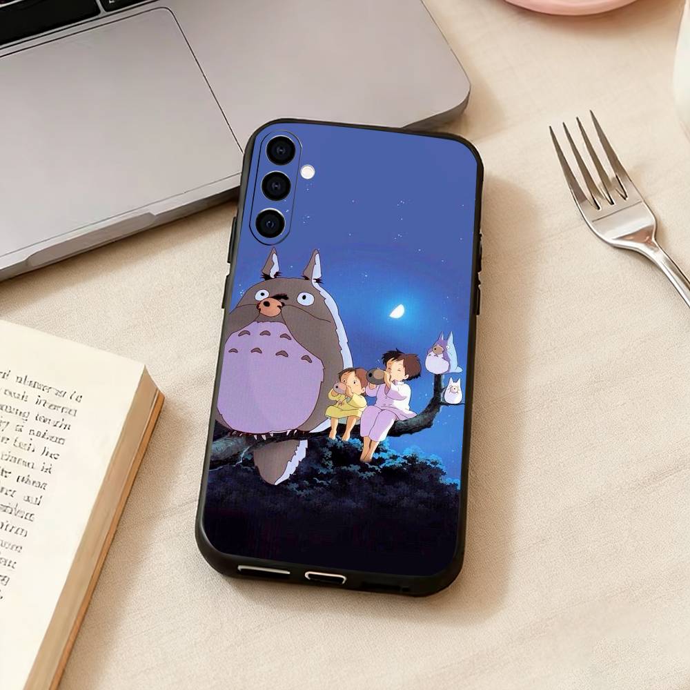 Cute Art T-Totoro-o Anime Phone Case For Samsung Galaxy A73,A72,A71,A70,A53,A52,A51,Soft Silicone Black Cover