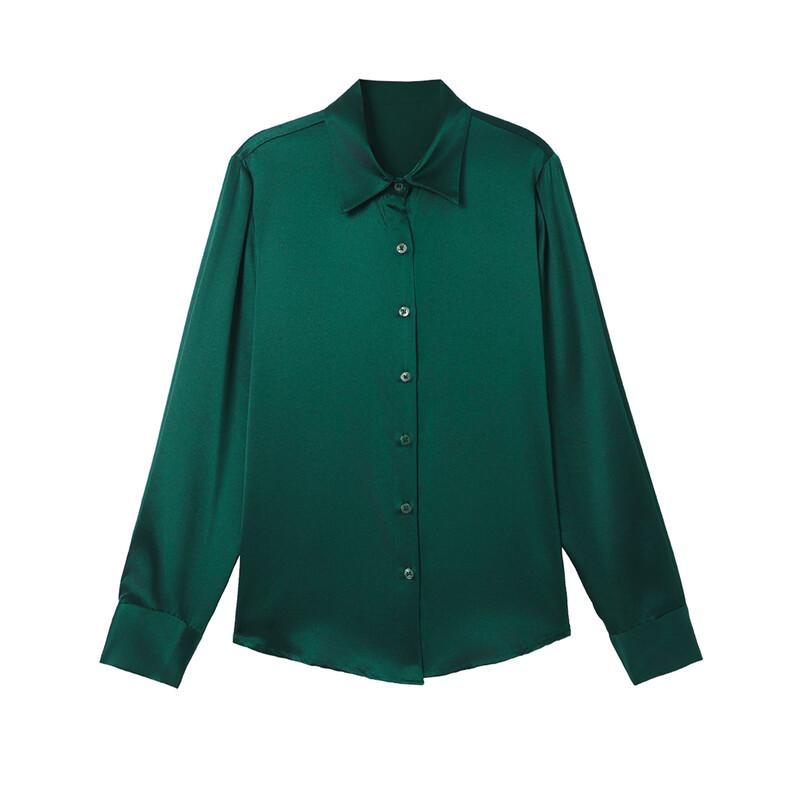 Hengyuanxiang Women's Mulberry Silk Long-Sleeve Blouse