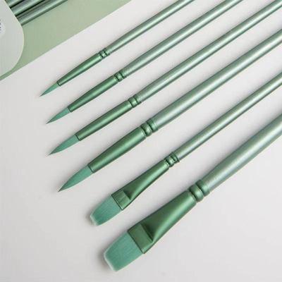 Watercolor Brush Set: Pointed Round & Flat Soft Bristles for Beginner Calligraphy and Hand-Painted Art with Nylon Supplies