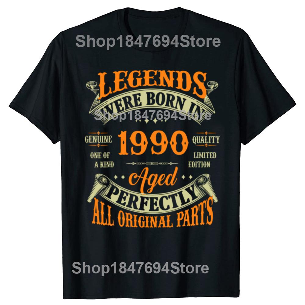 34th Birthday Tee Vintage Legends Born In 1990 34 Years Old T Shirts Graphic Cotton Streetwear Short Sleeve Gifts Summer T-shirt
