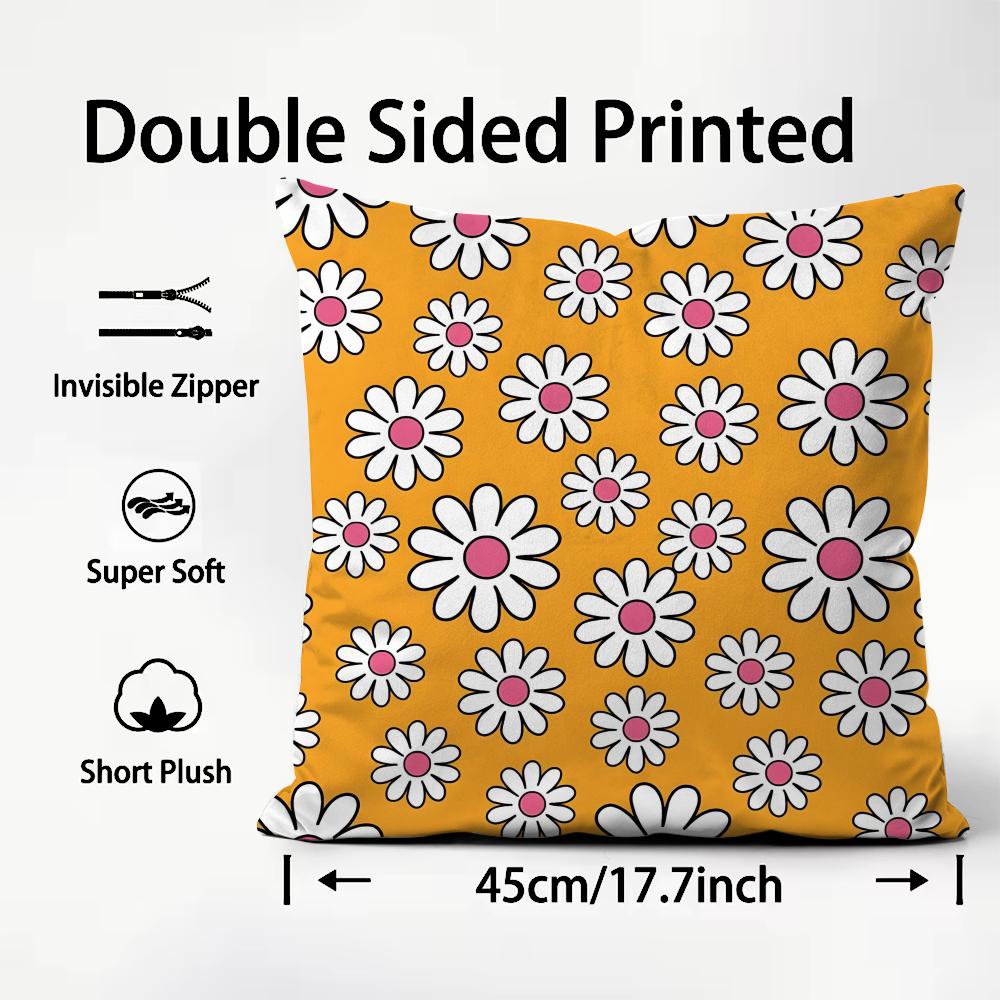 Retro Floral INS Cushion Cover Plush Fabric Soft DoubleSided Printed Sofa Warm Winter Home Child Gift Pillow Case