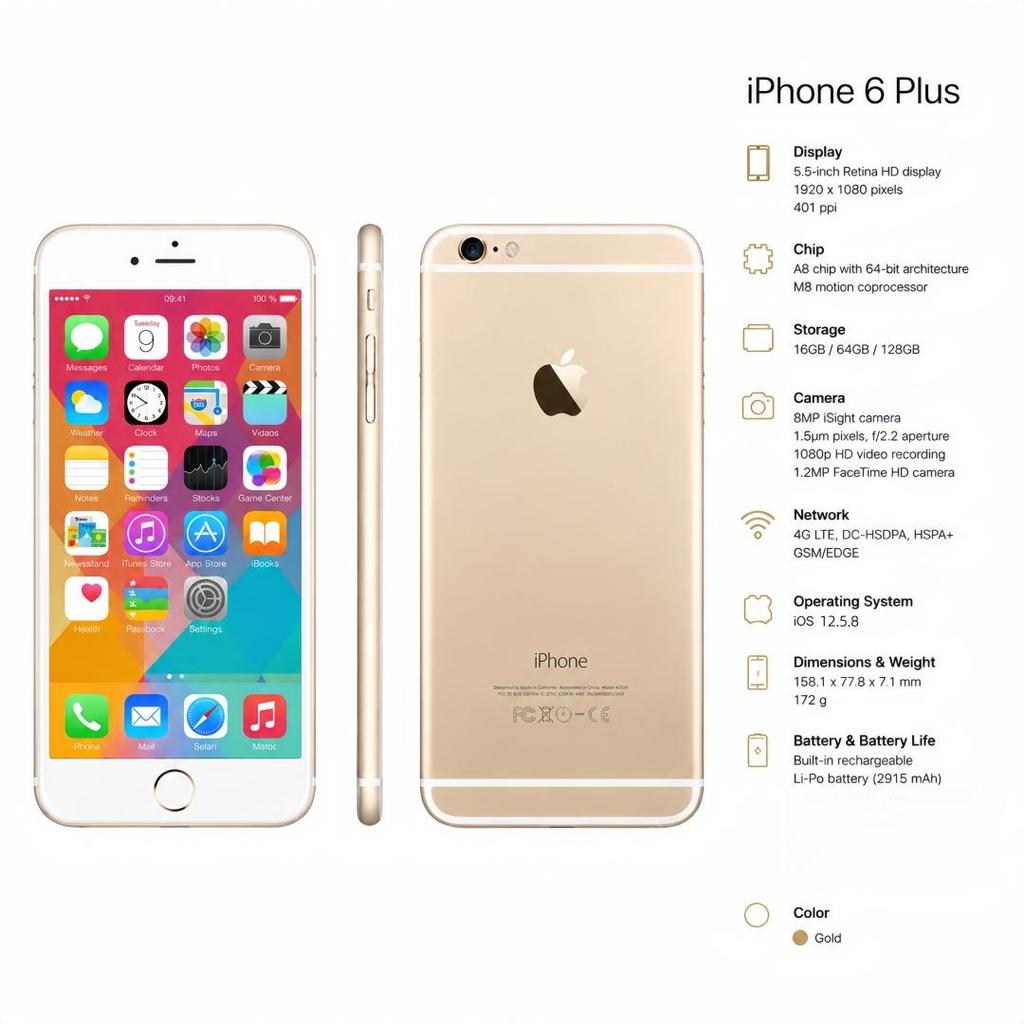 Refurbished Apple iPhone 6 Plus 128GB Black/Gold/Silver 5.5" Big Screen Smartphone Unlocked Global Version