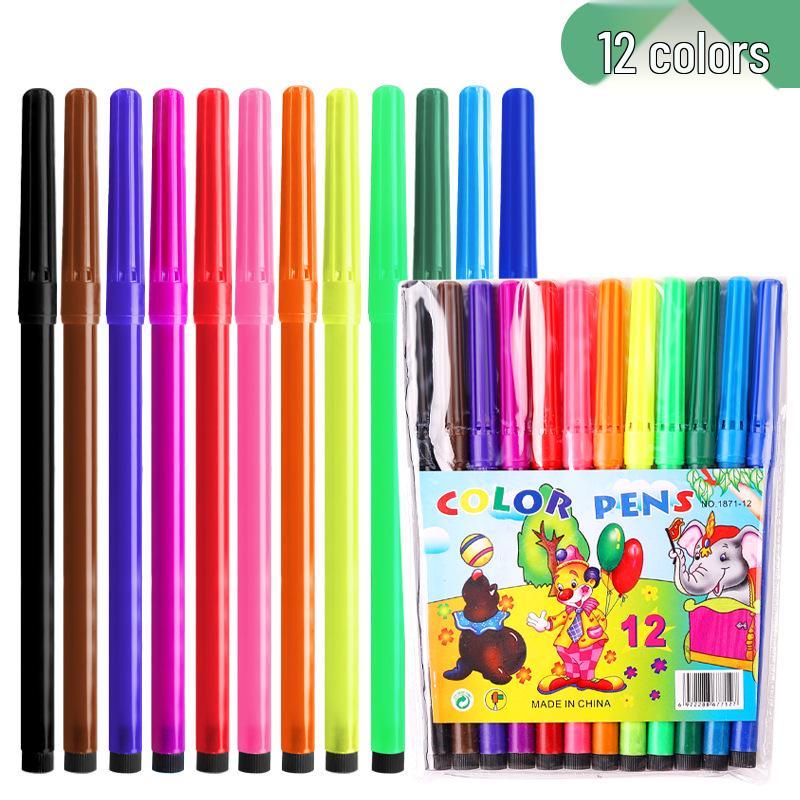 24-Color Washable Water-Soluble Watercolor Pen Set for Kids and Kindergarten Students