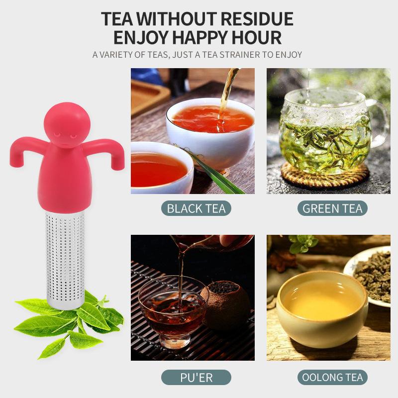 Creative Humanoid Tea Strainer Stainless Steel Tea Leaf Filter Lazy Tea Brewing Gadget Tea Brewing Accessory