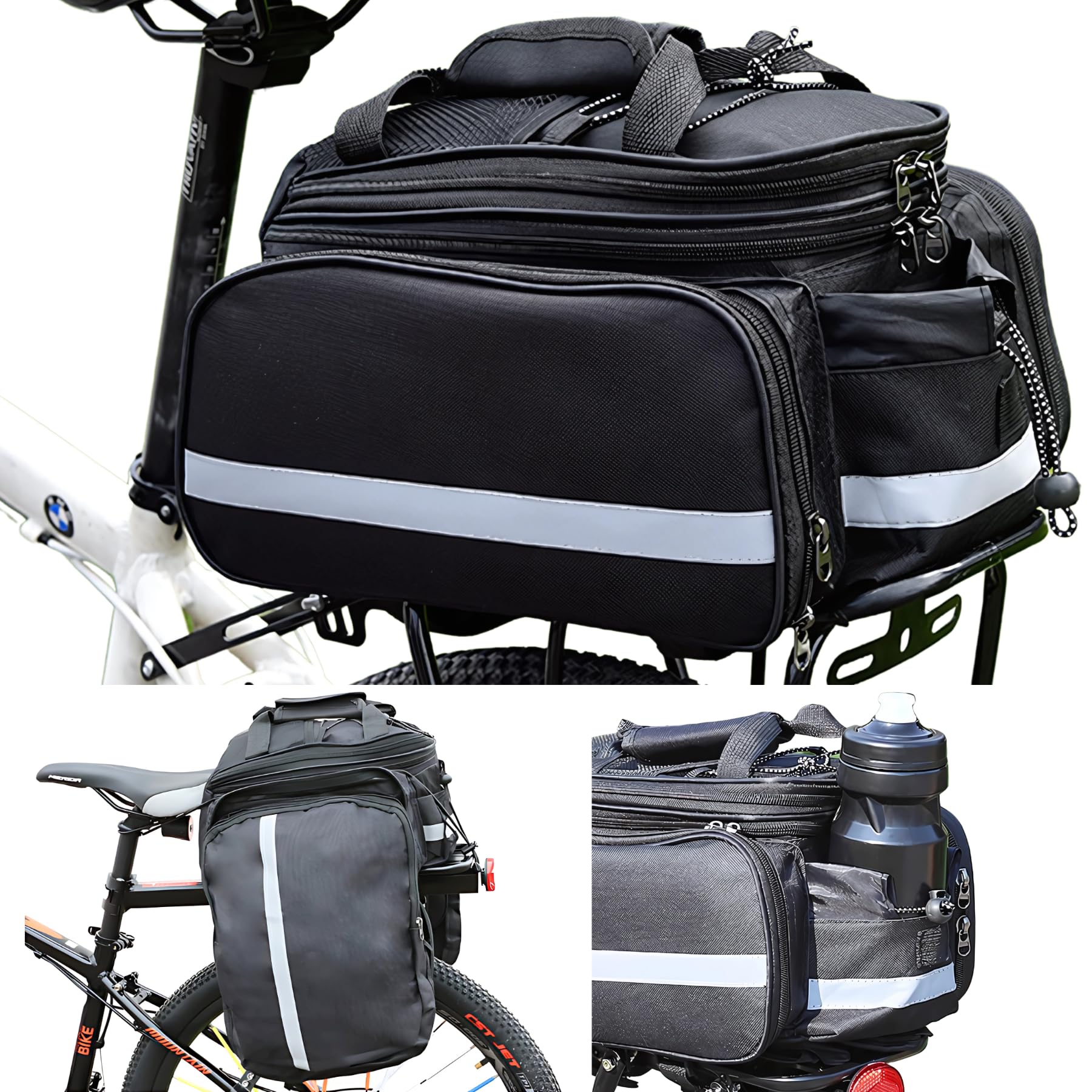 

Сумка для велосипеда Mellbo, Сумка на багажник, Сумка через плечо, Расширяемая вместимость 15 л-25 л, Застежка на липучке, Карман на молнии, Держатель для напитков