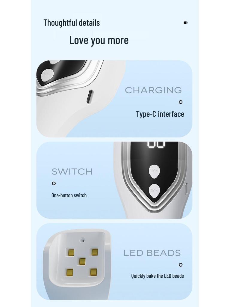 Portable Cross-Border Nail Art Phototherapy Lamp with Screen Display and Quick-Drying Spotlight Model