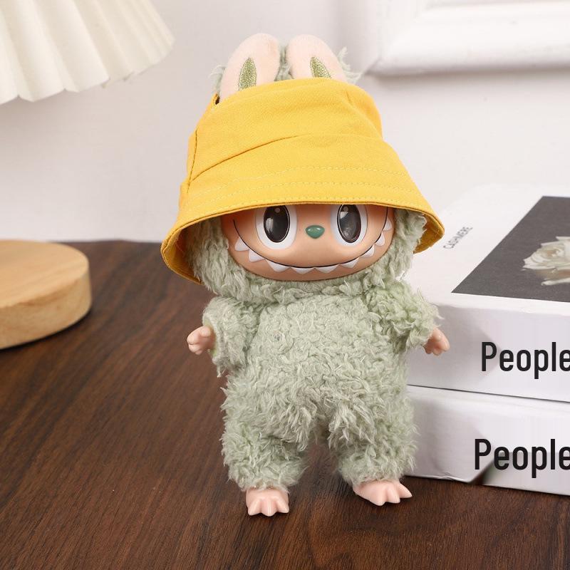 Labubu Doll Outfit: Fisherman Hat & Overalls Set for First & Second Gen Dolls