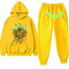 Womens Casual Hooded Tracksuit Set Geometric Print Loose Fit Long Sleeve 2 Piece Sportswear