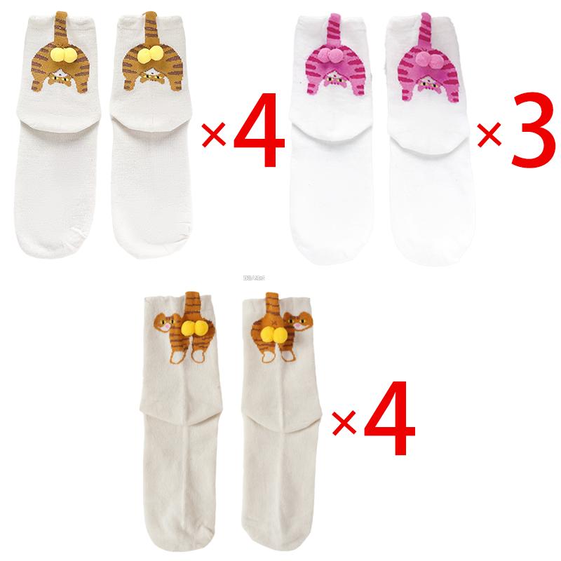 10 Pairs Cartoon Cat Pattern With 3d Egg Cotton Socks For Women Men Warm Winter Mid-calf Socks For Christmas Cat Lovers Gift