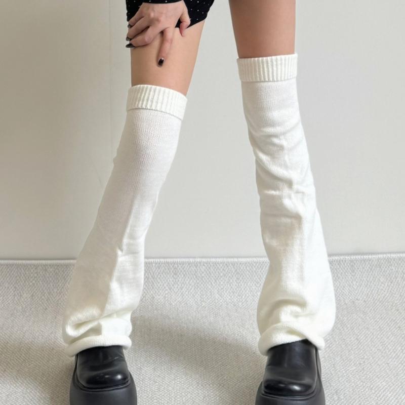 Harajuku Długie Dzianinowe Zakolanówki Skarpety Modne Pokrowce na Nogi za Kolano Rozszerzane dla Kobiet Stockingi Szerokie Nogawki