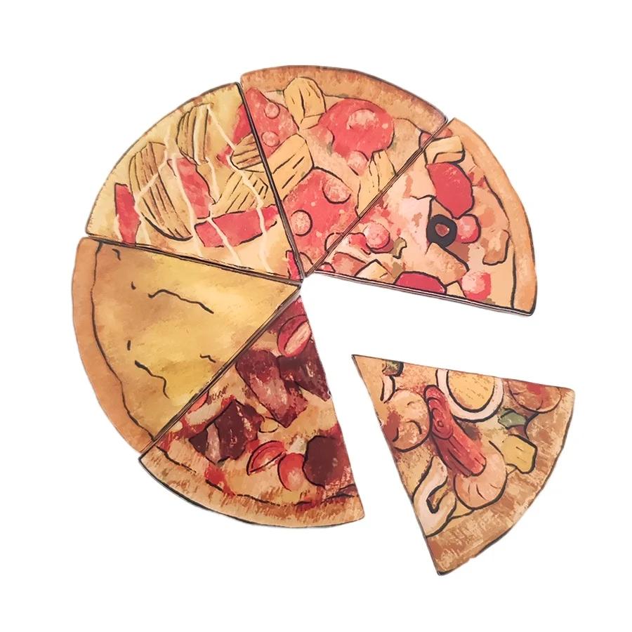 6pcs Personalized Pizza Jigsaw Puzzle Refrigerator Magnets Cute Fridge Blackboard Whiteboard Po Message Magnets Decorative