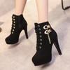 Plus Size Ankle Boots Women Platform High Heels Female Lace Up Shoes Woman Side Zipper Short Boots Stiletto Shoes Women Shoes
