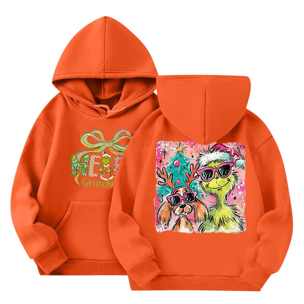 Barne Mote Lett Langermet Genser Med Lommer Trykk Hettegenser