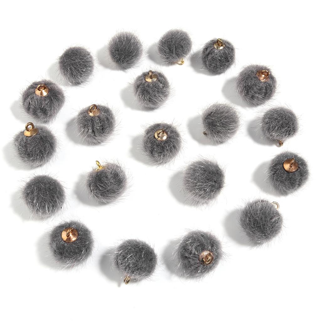 20pcs Plush Fur Covered Ball Beads Charms Multicolor Pompom Pendant For DIY Jewelry Making Necklace Bracelet Earring Accessories