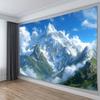 2D Alpine Mountain Tapestry, Majestic Snow Peak & Clouds Wall Art for Home Decor