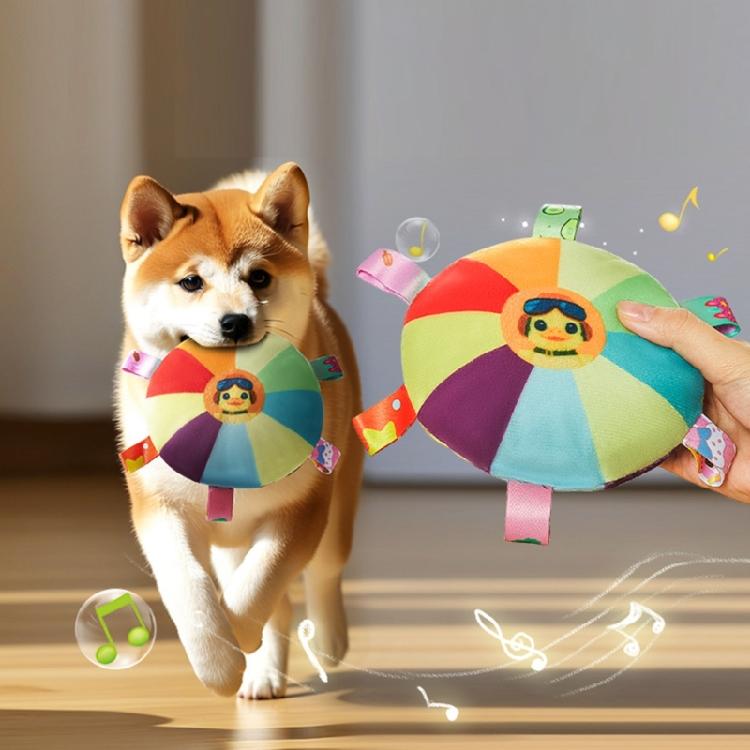 Plush Dog Flying Saucers With Squeaker Dog Fetches Toy Indoor Outdoor Dog Chewing Toy for Training and Daily Play