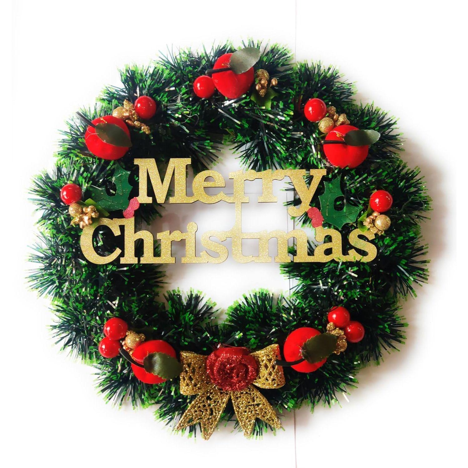 

Дизайнерский рождественский венок/настенное украшение/декор для рождественской вечеринки/рождественские украшения для дома/подарки/венок - (Зеленая сосна, 10 дюймов)