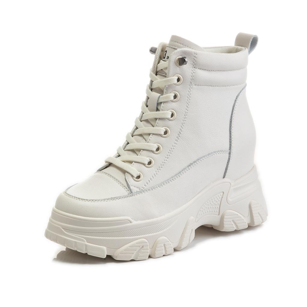 Inner Height Increase, Autumn and Winter New British Style Platform Martin Boots, Medium Boots, Short Boots, Locomotive Leather Boots Tide