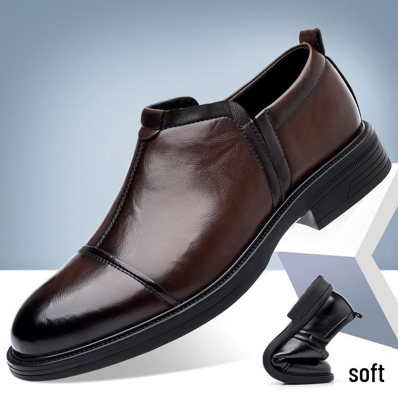 Men s British Style Leather Slip-On Business Shoes: Casual, Formal, Fashionable 42 коричневый