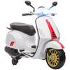 Electric Children's Motorbike Vespa Licence with Training Wheels, Headlight and Music, In PP and Metal, 107x47x73 Cm, White