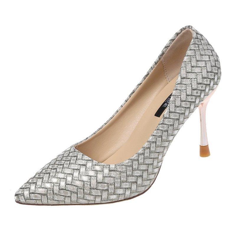 High heeled shoes pointed new shallow mouth cover feet Korean thin heeled professional women's shoes