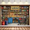 2D Antique Wooden Workshop Man Cave Father's Day Car Party 2D Flat Photography Backdrop