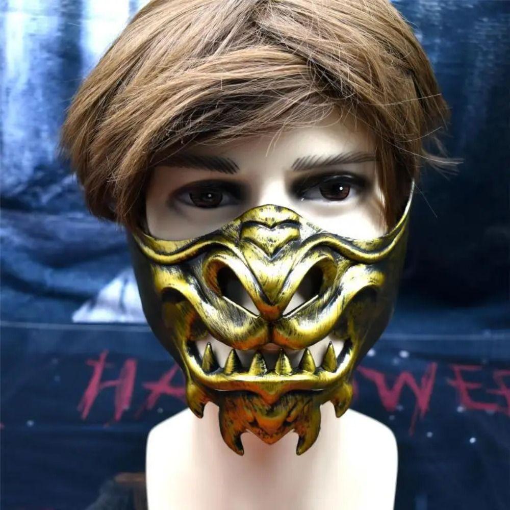 Spooky Cosplay Red Prajna Mask Dress Up Japanese Mask Toy Samurai Cosplay Mask  Halloween